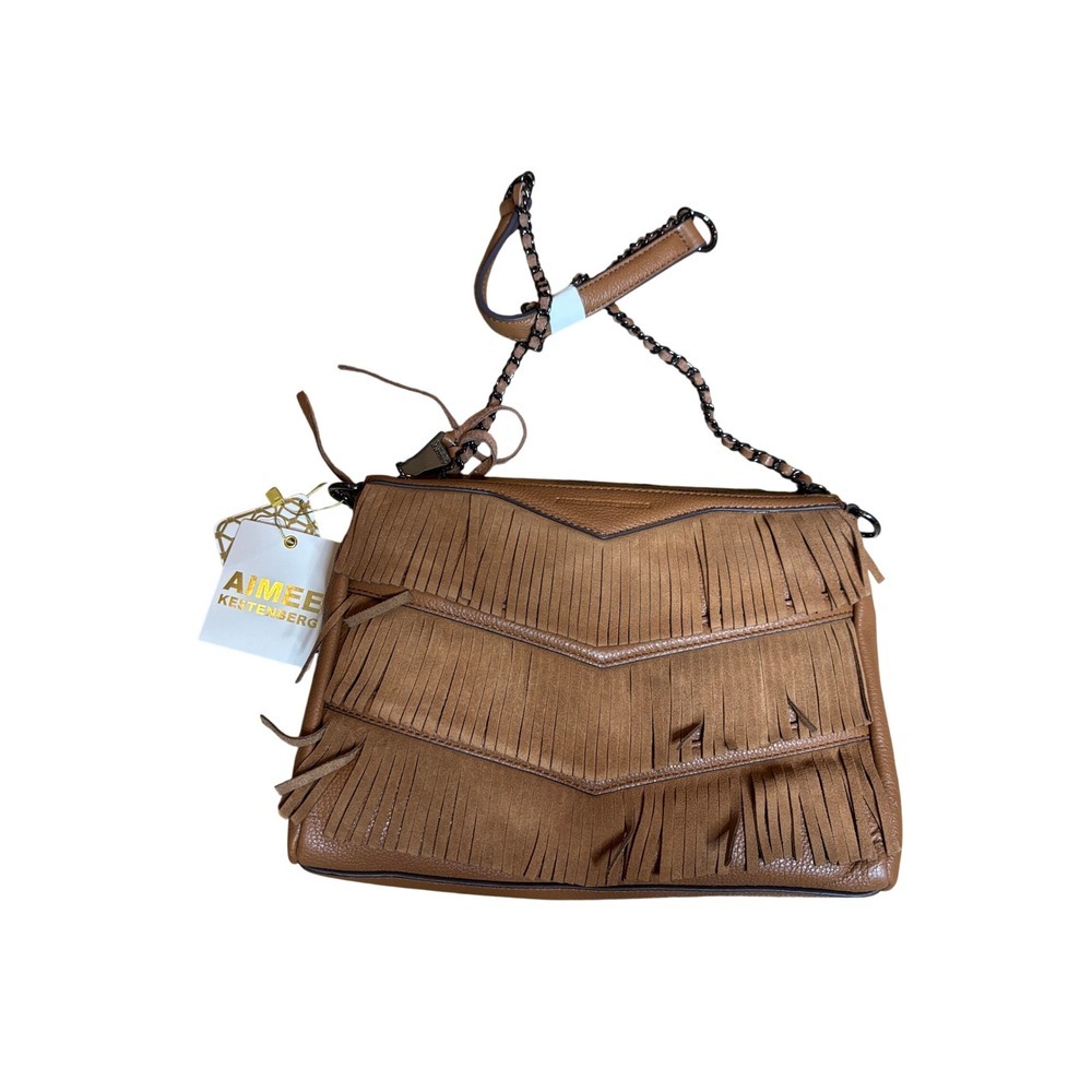 Aimee Kestenberg Kaiden Large Crossbody Walnut Brown Leather Fringe Bag AK448112